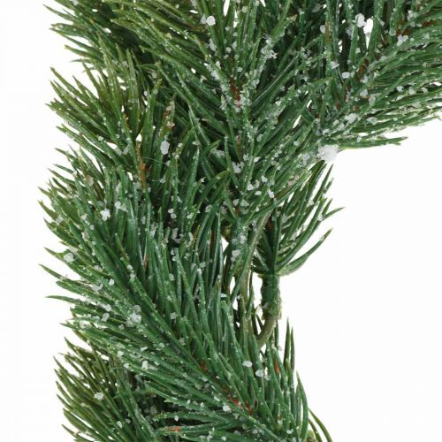 Product Artificial fir wreath decorative wreath Christmas green, iced Ø25cm