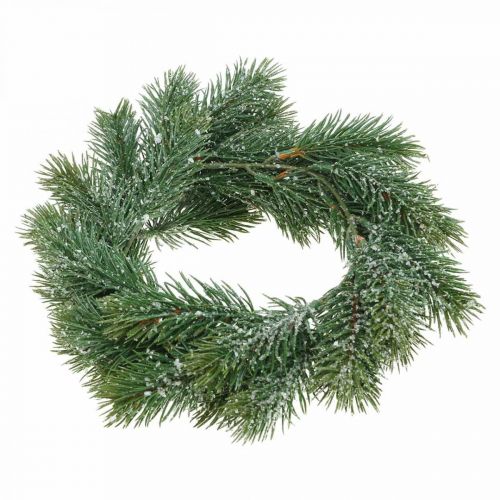 Product Artificial fir wreath decorative wreath Christmas green, iced Ø25cm