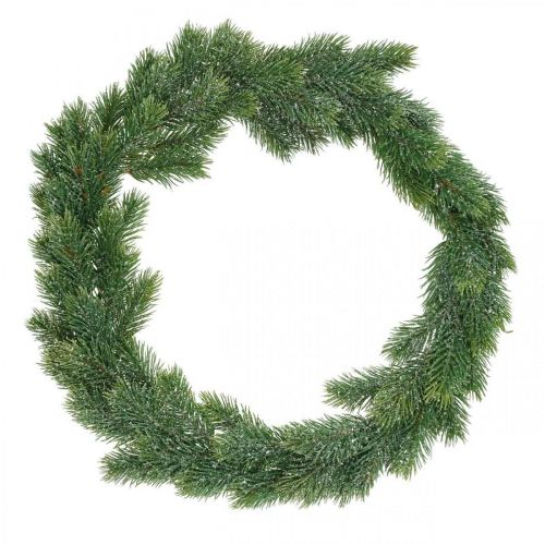 Floristik24 Fir wreath artificial wall decoration Christmas green, iced Ø45cm