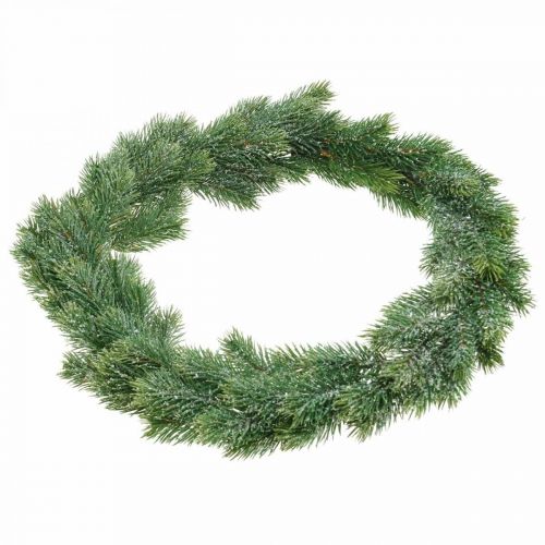 Product Fir wreath artificial wall decoration Christmas green, iced Ø45cm