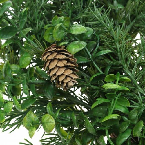 Product Decorative wreath with coniferous branches, cones and box green 60cm