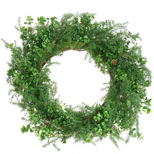 Floristik24 Decorative wreath large coniferous branches, cones and boxwood green 70cm