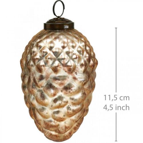 Floristik24 Pine cone pendant, Christmas tree decorations, autumn decoration, real glass, antique look Ø7cm H11.5cm 6pcs