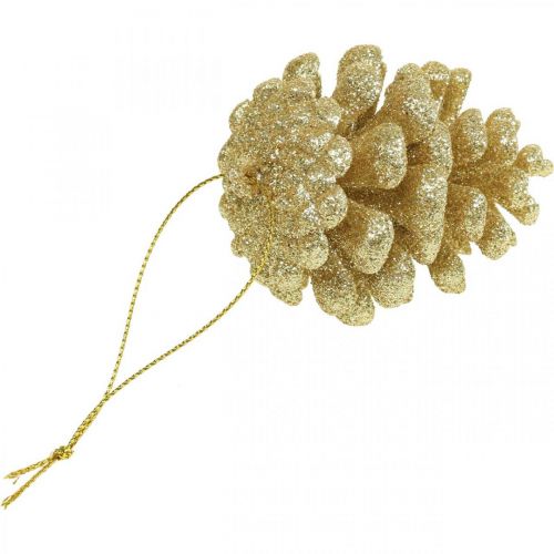 Floristik24 Christmas tree decorations cones glitter gold H7cm 6 pcs