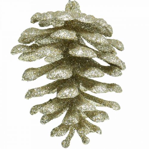 Floristik24 Christmas tree decorations cones glitter champagne H7cm 6 pcs