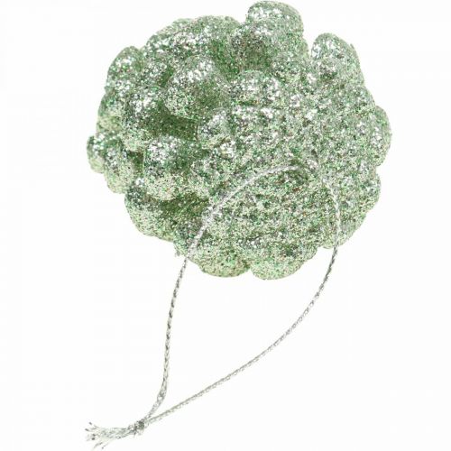 Floristik24 Christmas tree ornaments deco cones glitter mint H7cm 6pcs