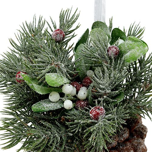 Product Pine cones with decoration for hanging red 25cm - 32cm
