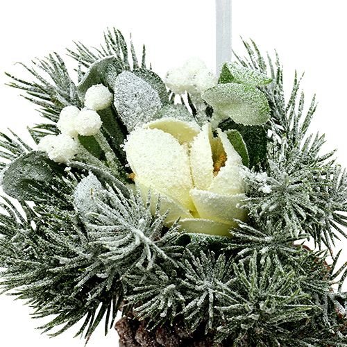 Product Pine cones with decoration for hanging white 25cm - 30cm
