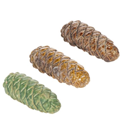 Ceramic Pine Cone Decoration Set – Autumn Table Décor, 14cm, 3pcs buy online | Floristik24.co.uk