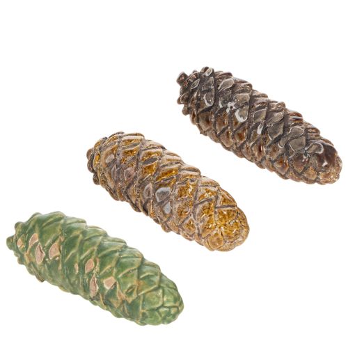 Ceramic Pine Cone Decoration Set – Autumn Table Décor, 14cm, 3pcs | Floristik24.co.uk