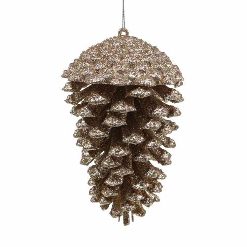 Floristik24 Pine cones gold, glitter 13cm 4 pcs Christmas tree decoration