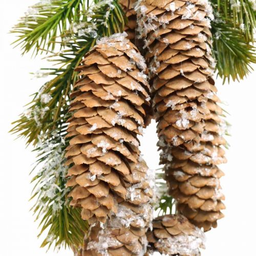 Product Fir green with cones, winter decoration, fir branch for hanging, snowed cone decoration L33cm