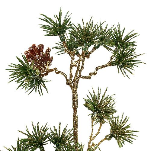 Product Fir branch green, gold glitter 46cm