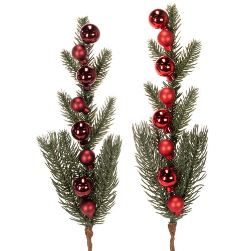 Kunststoff Pine Branch with Red Christmas Ornaments 48cm, Set of 2 buy online | Floristik24.co.uk