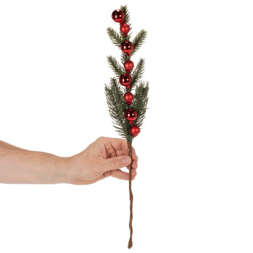 Kunststoff Pine Branch with Red Christmas Ornaments 48cm, Set of 2 | Floristik24.co.uk