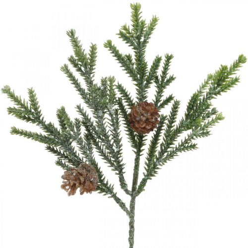 Floristik24 Deco branch larch with cones artificial green frost effect 29cm