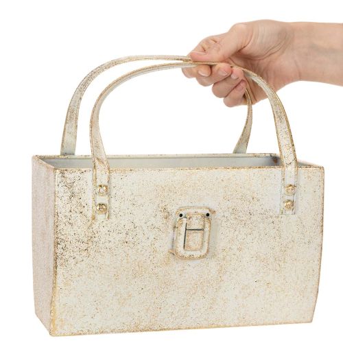 Metal bag, decorative container, rectangular, 26cm, gold | Floristik24.co.uk