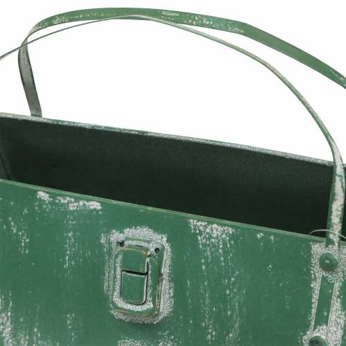 Floristik24 Planter Bag Metal Green, White Washed H16cm