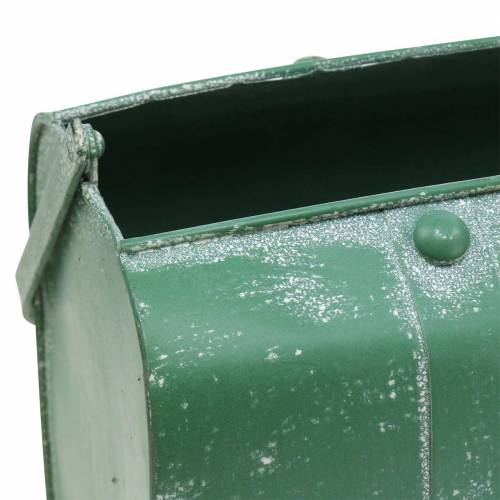 Floristik24 Planter bag with handle metal green, white washed H20cm