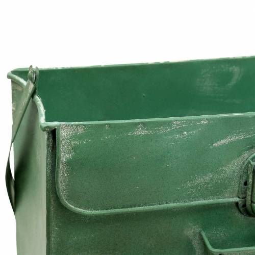 Floristik24 Planter bag with handle metal green, white washed H30cm