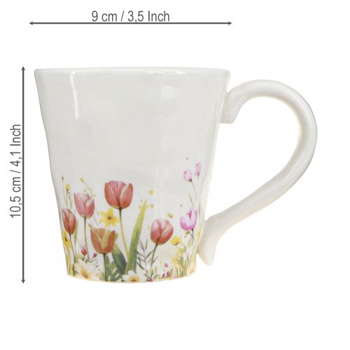 Product Ceramic plant pot with floral motif for nostalgic spring decoration, plant lovers, 10.5cm