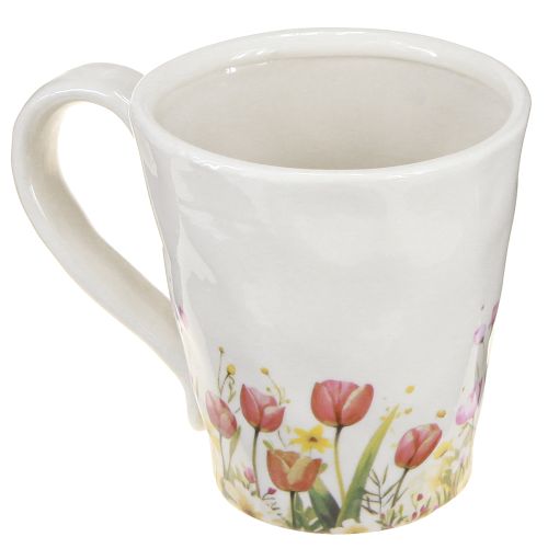 Product Ceramic plant pot with floral motif for nostalgic spring decoration, plant lovers, 10.5cm