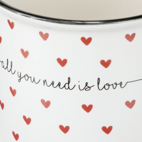 Product Cup with hearts ceramic cup white red Ø9cm H9cm
