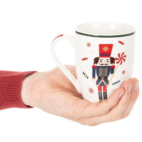 Ceramic Christmas Mug Set with Nutcracker and Candy Cane Design 10cm - 2 Pieces | Floristik24.co.uk