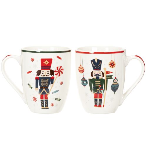 Ceramic Christmas Mug Set with Nutcracker and Candy Cane Design 10cm - 2 Pieces | Floristik24.co.uk