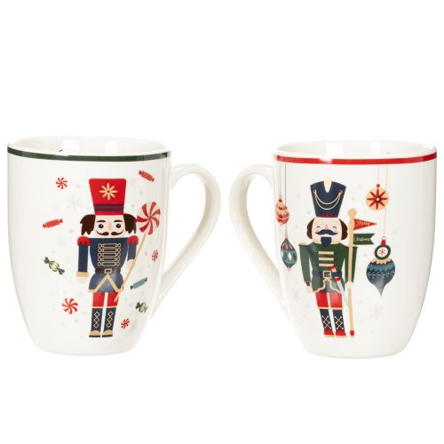 Ceramic Christmas Mug Set with Nutcracker and Candy Cane Design 10cm - 2 Pieces | Floristik24.co.uk