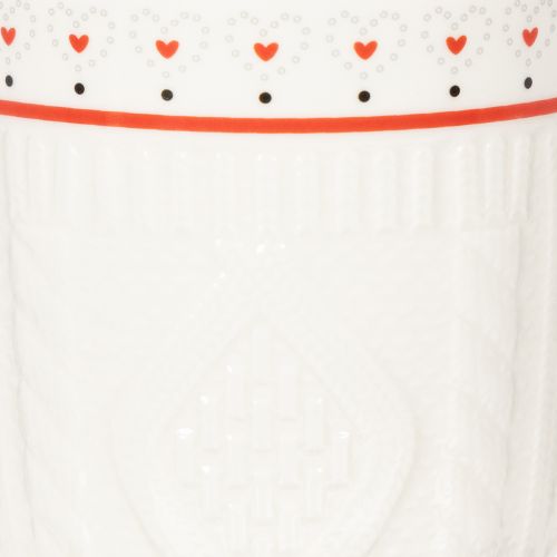 Ceramic Coffee Mug Set with Red Handle, Knit Pattern, and Heart Design, 9cm, 2pcs | Floristik24.co.uk