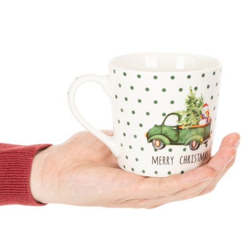 Merry Christmas Ceramic Mugs with Festive Car Design, Set of 2, 10cm | Floristik24.co.uk