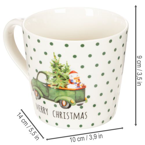 Merry Christmas Ceramic Mugs with Festive Car Design, Set of 2, 10cm | Floristik24.co.uk