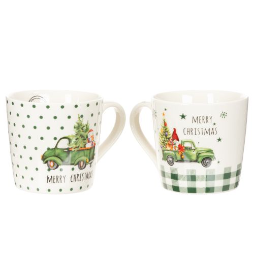 Merry Christmas Ceramic Mugs with Festive Car Design, Set of 2, 10cm | Floristik24.co.uk