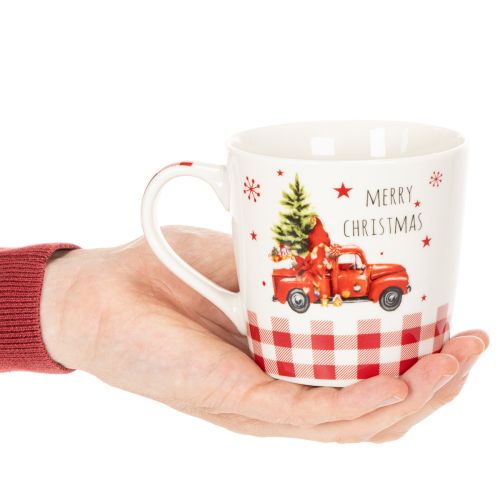 Set of 2 Christmas Ceramic Mugs with Red Car and Tree Design, 10cm | Floristik24.co.uk