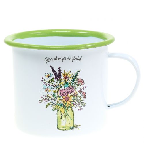 Product Decorative cup plant pot enamelled Ø11.5cm H10cm