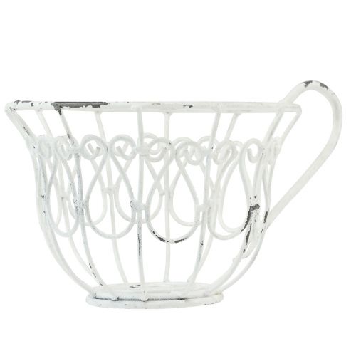 Product Planter metal decorative cup white shabby chic Ø15cm H11cm