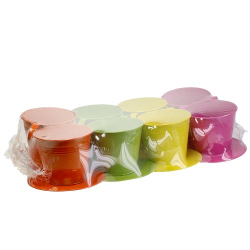 Floristik24 Cups of metal assorted colors Ø12cm H10cm 8pcs