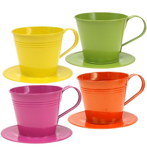 Floristik24 Cups of metal assorted colors Ø12cm H10cm 8pcs