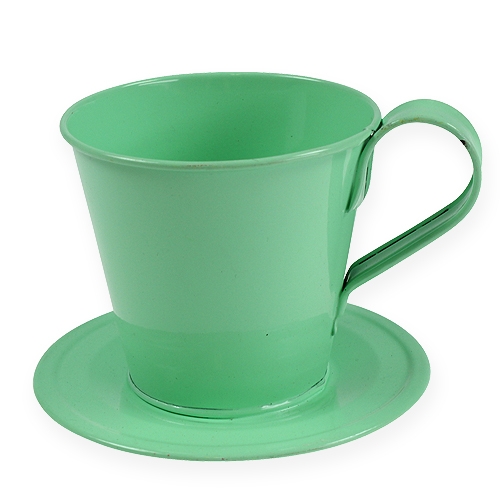 Floristik24 Decorative cup with plate pastel green Ø9cm H8cm
