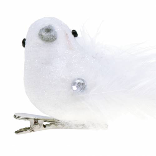 Product Dove on the clip white 14cm 2pcs