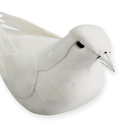 Product Deco doves on wire white 16cm 4pcs