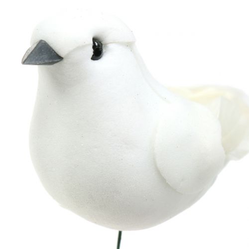 Product Decorative pigeons on wire white 11cm 6pcs