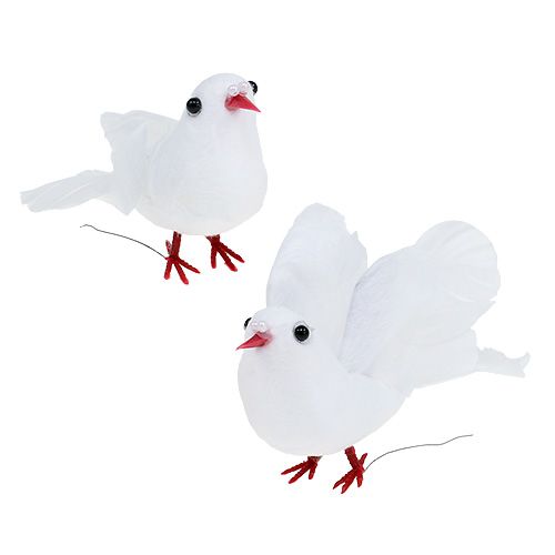 Floristik24 Pigeons 5cm on the wire White 8pcs