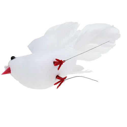 Floristik24 Pigeons 5cm on the wire White 8pcs