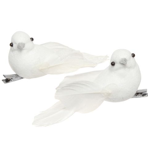 Product Pair of doves with clip wedding decoration doves 10cm 2 pcs