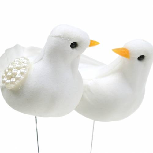 Floristik24 Pigeon couple on the wire white 4-4.5cm 6pairs