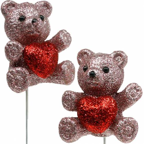 Product Decorative plug bear with heart, Valentine&#39;s Day, flower plug glitter 9 pcs