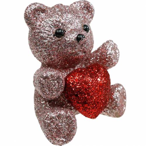 Product Decorative plug bear with heart, Valentine&#39;s Day, flower plug glitter 9 pcs