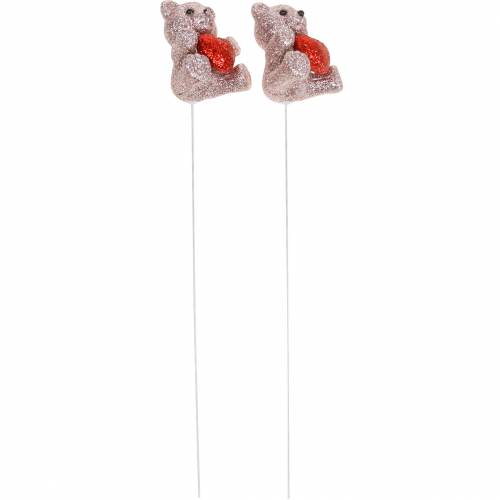 Product Decorative plug bear with heart, Valentine&#39;s Day, flower plug glitter 9 pcs
